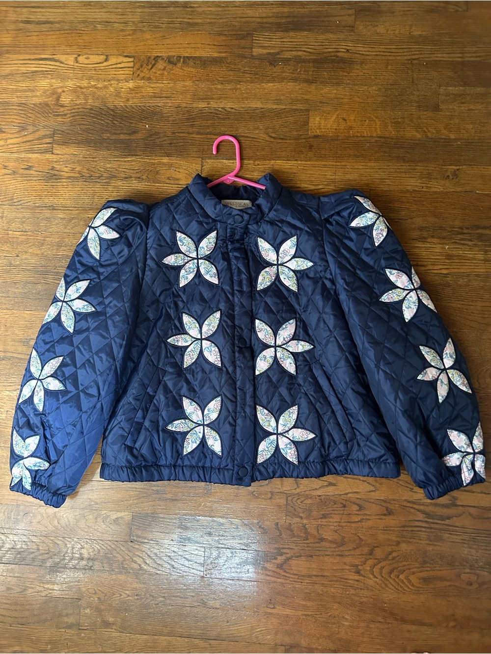 Navy Patchwork Quilted  Stars Jacket